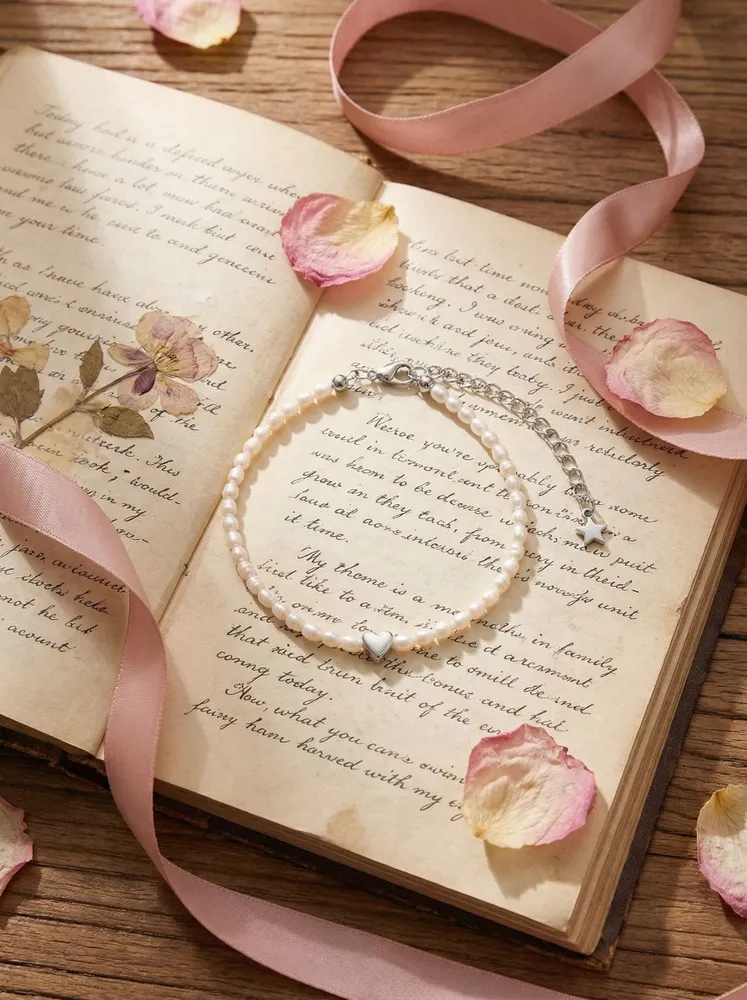 Браслет Pearl Heart Silver из барочного жемчуга с серебристым сердцем